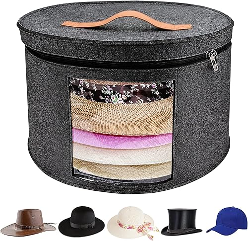 Caja de almacenamiento grande para sombreros para mujeres y hombres, organizador de sombreros de 16 pulgadas de profundidad x 10 pulgadas de alto,