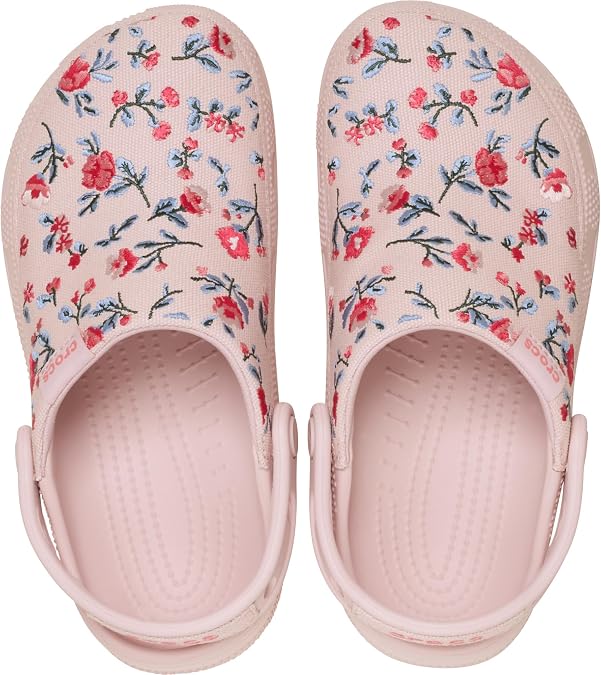 Crocs Unisex-Adult Classic Crafted Canvas Clogs for Men and Women, Floral Cotton Candy, 8 Women/6 Men