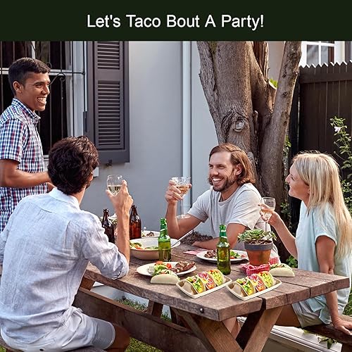 Miniatura 5 de Juego de 48 piezas de barra de tacos para una fiesta, soportes desechables para tacos, soportes de papel para tacos, soportes de tacos para 3 tacos,