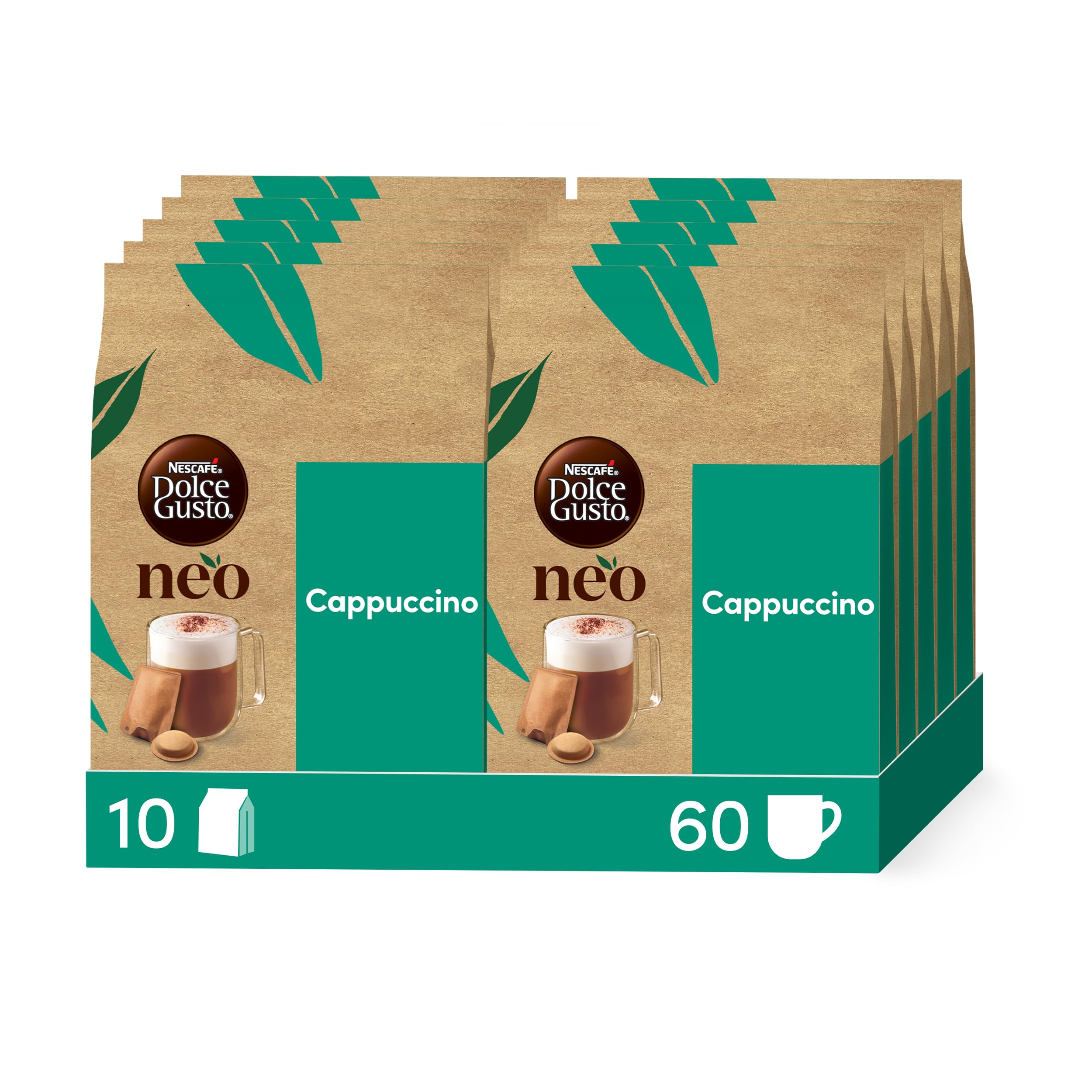 ‎Nescafé Dolce Gusto NEO Cappuccino - 30 Dosettes de café et 30 sachets de lait (5 boîtes de 6 dosettes et 6 sachets) - Compatibles uniquement avec les machines à café NESCAFÉ Dolce Gusto NEO