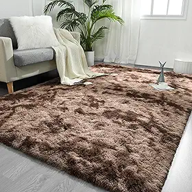FlyDOIT Tapetes de área grande para sala de estar, tapete felpudo de café tingido com gravata de 1,2 x 1,8 m, tapetes felpudos ultramacios, modernos, para quarto, meninas, berçário, dormitório, decoração de casa