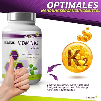 Vitamin K2 – 200µg – 360 Capsules – Month Pack – Natural Menaq Uinon MK-7 – Premium Quality – Made in Germany