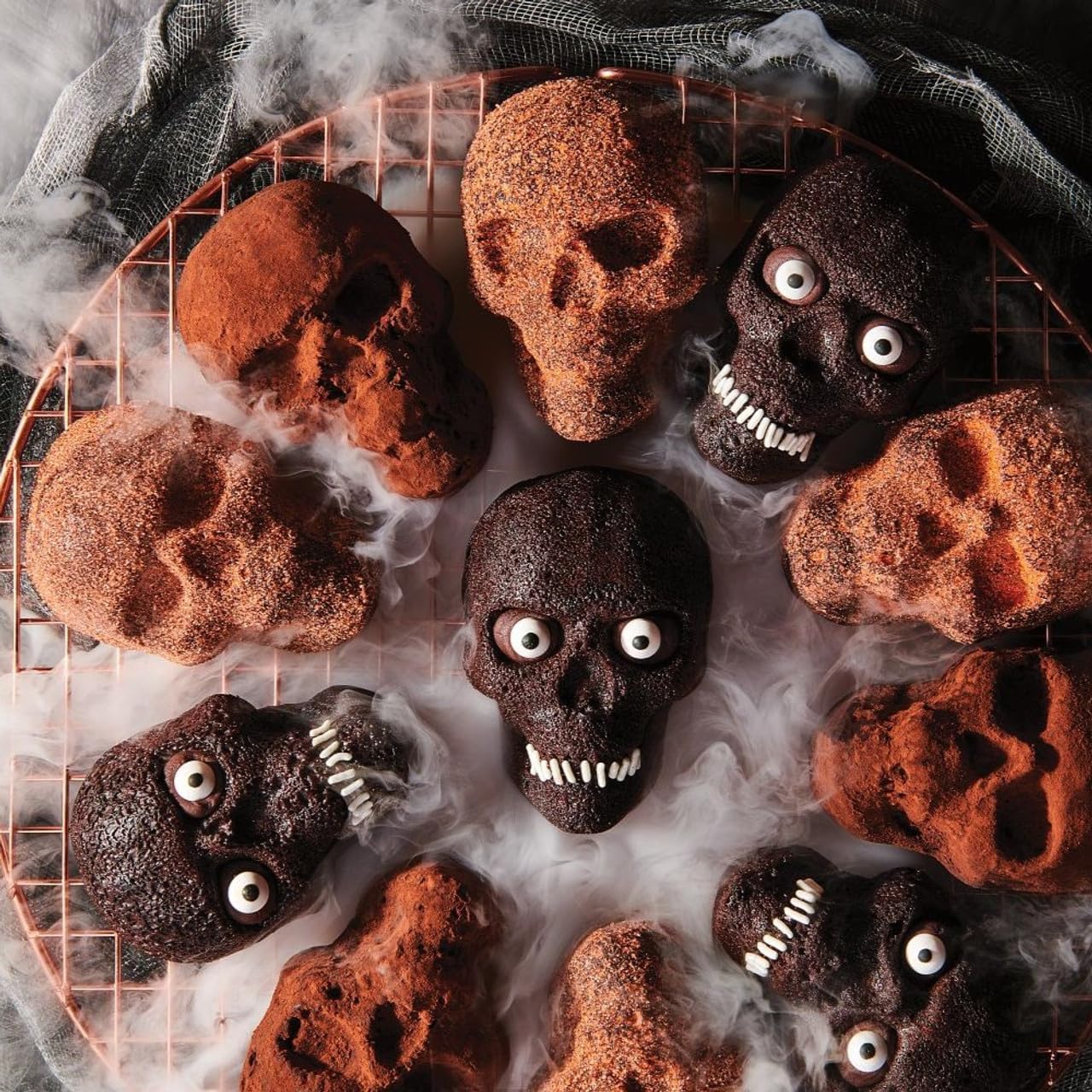enttgo Skull Cake Pan, 6 Cavity Silicone Mold, Pirate Skull Molds For Baking, Halloween, Birthday Party