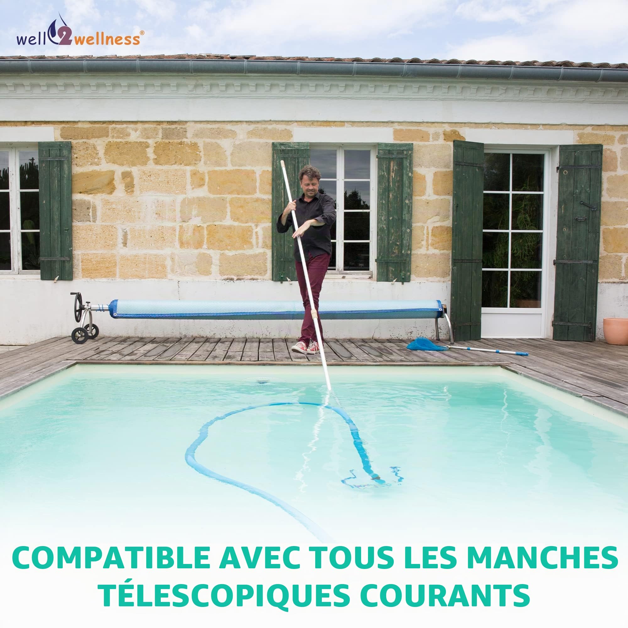 well2wellness Aspirateur/Brosse/Tête de Balai pour Piscine Smart-Vac