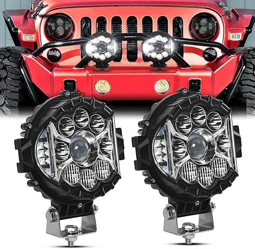 Miniatura 9 de Luz de conducción LED redonda de 7 pulgadas, 2 barras de luz LED de 80 W con soporte de montaje para SUV, camión, cuatrimoto, SUV, luz de trabajo