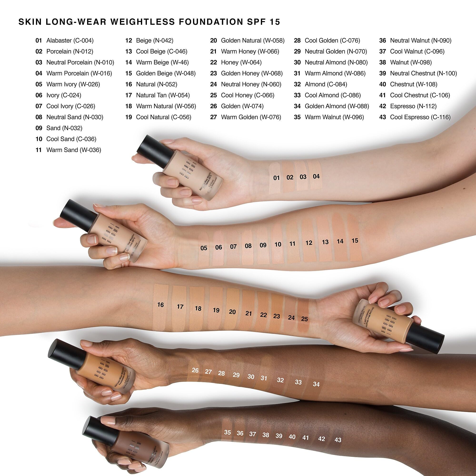 Bobbi Brown Skin Long-Wear Weightless Foundation SPF 15 - W-046 Warm Beige für Damen, 1 oz Foundation