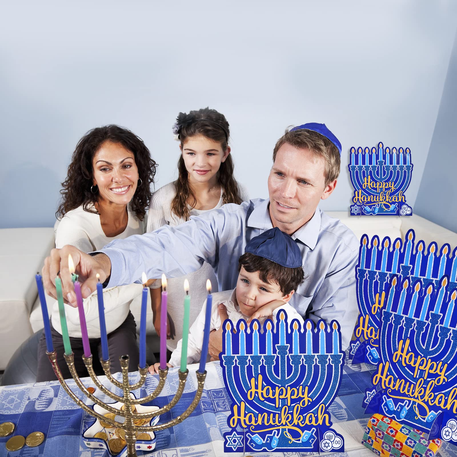 TINEASUR Décoration De Table Hanoukka Étoile De David Paillettes Dorées 50 Pièces Non Tissé Fête Juive Centre De Table Festif