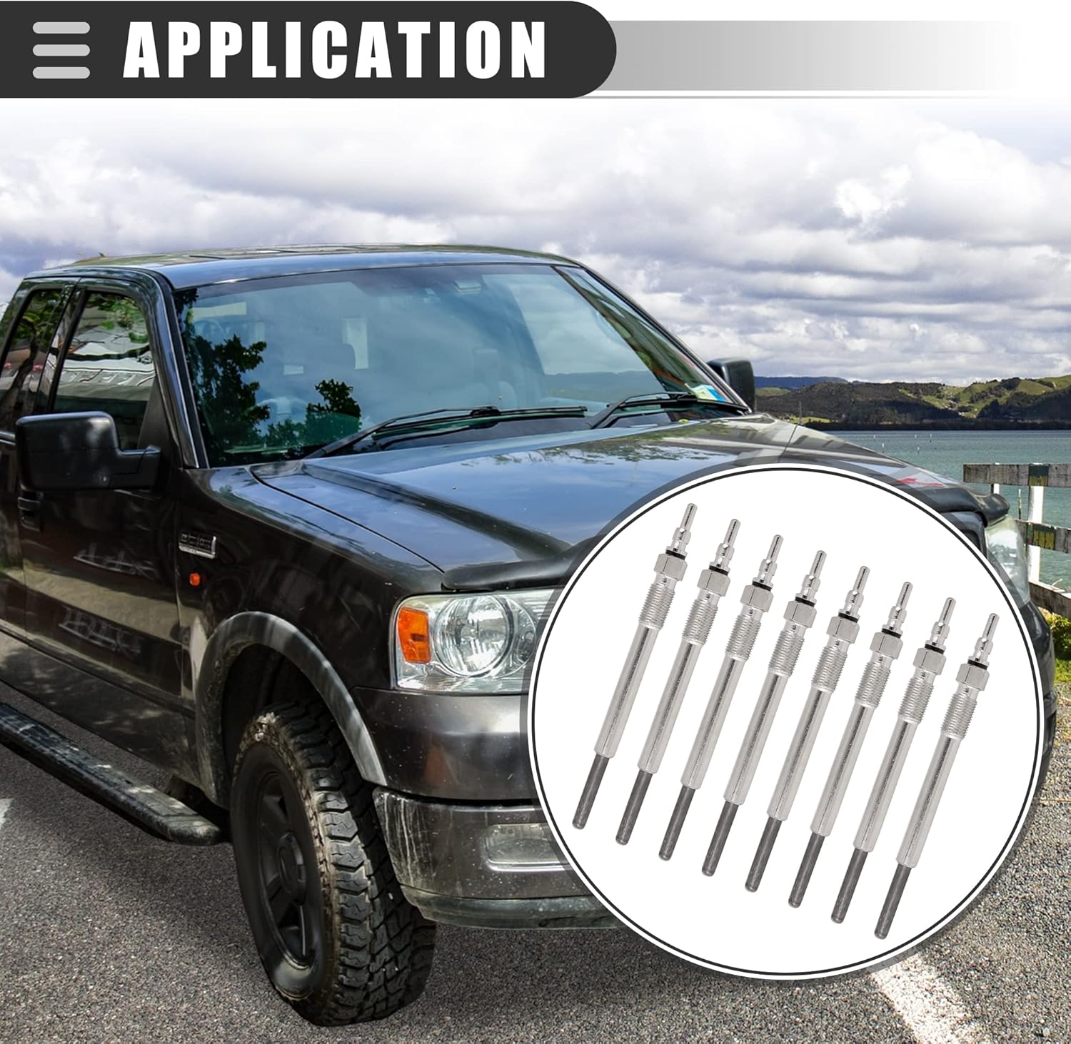 Motoforti Glow Plug, Diesel Glowplugs Heater, for Ford F-250 1995-1997, Metal, F4TZ-12A342-BA, Silver Tone, 8pcs