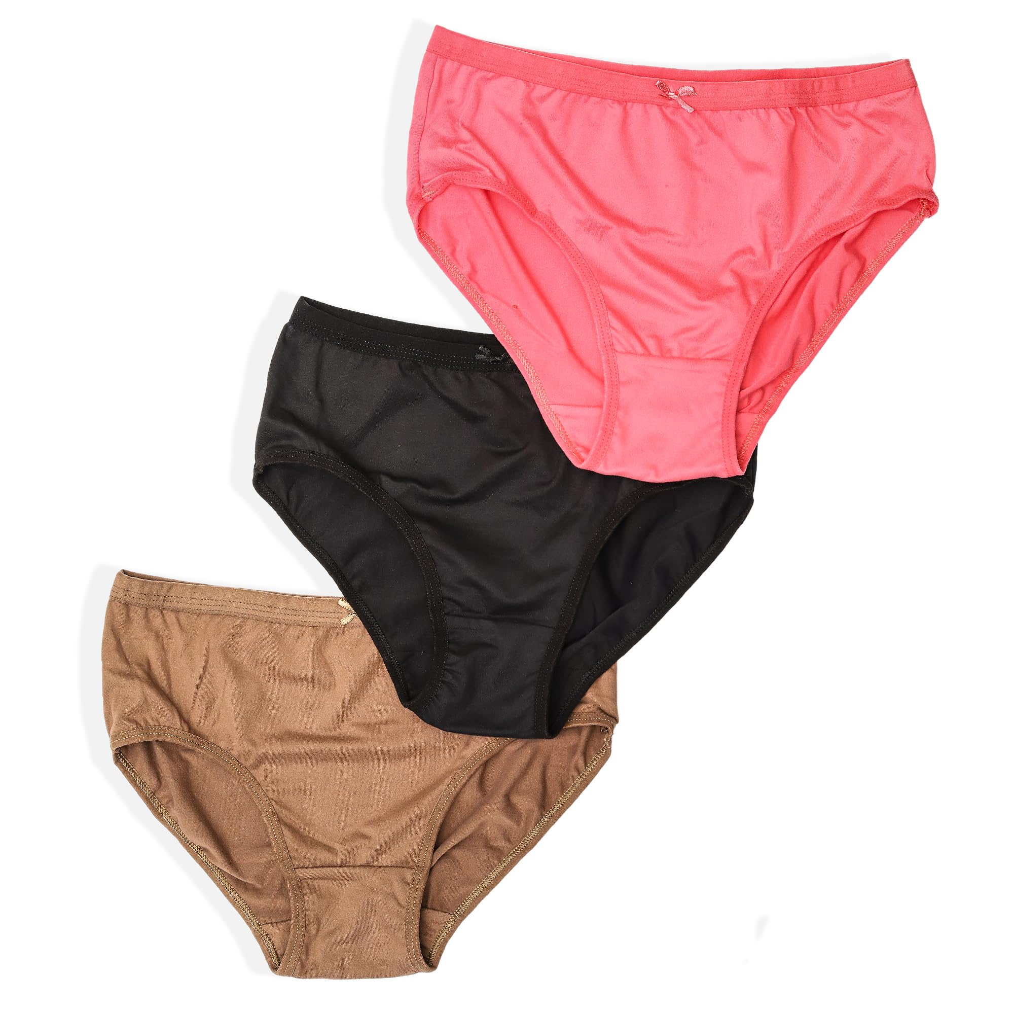 ZEMSUN Women's Cotton Bikini Brief Panties Pack of 3 | Soft Breathable Stretch Underwear for Women | Mid Rise Full Coverage Comfortable Everyday Briefs | Pink Black Beige-picture-49