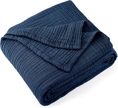 Carriediosa Manta 100% de muselina de algodón de 4 capas prelavada, manta de gasa de lino para adultos, suave, transpirable, ligera, cómoda, para