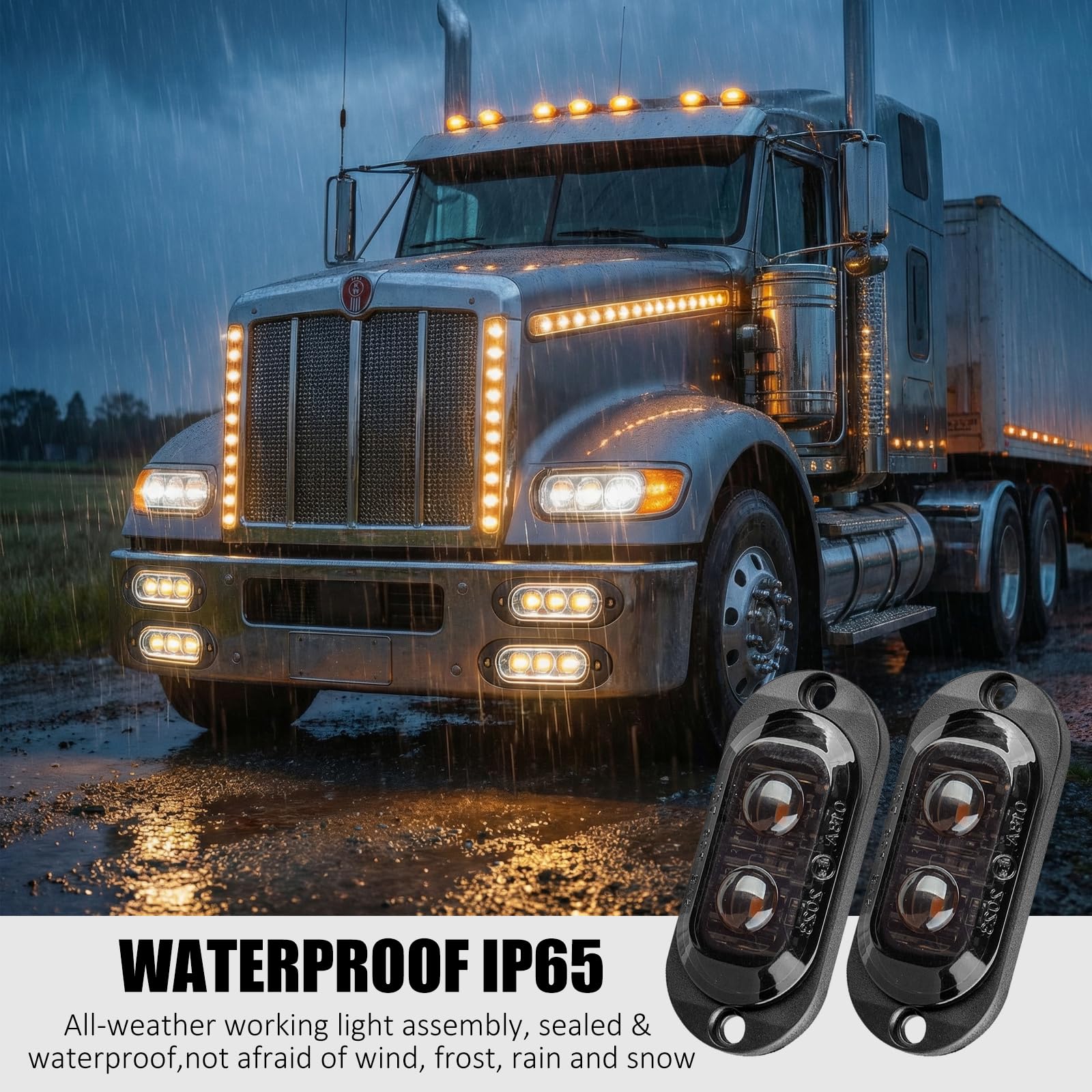 Catekro 10x Luci Ingombro LED 12V-24V, Luci di Posizione Laterali per Auto Indicatori Laterali con 2 LED Lente Affumicata Impermeabile per Camion Camper Furgone SUV (Giallo)