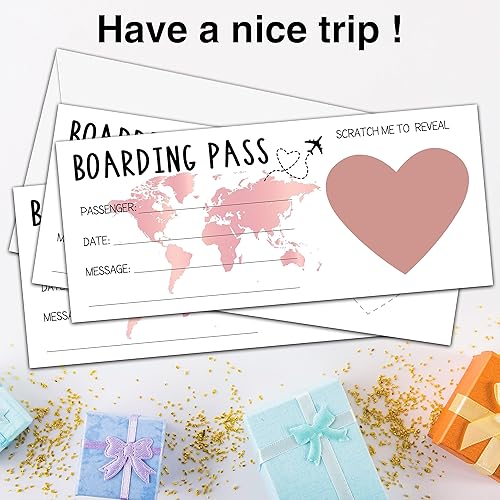 Miniatura 8 de Pase de embarque Scratch Surprise, 2 juegos para hacer tu propio boleto de viaje de bricolaje, tarjeta sorpresa para vacaciones, Navidad, boda,