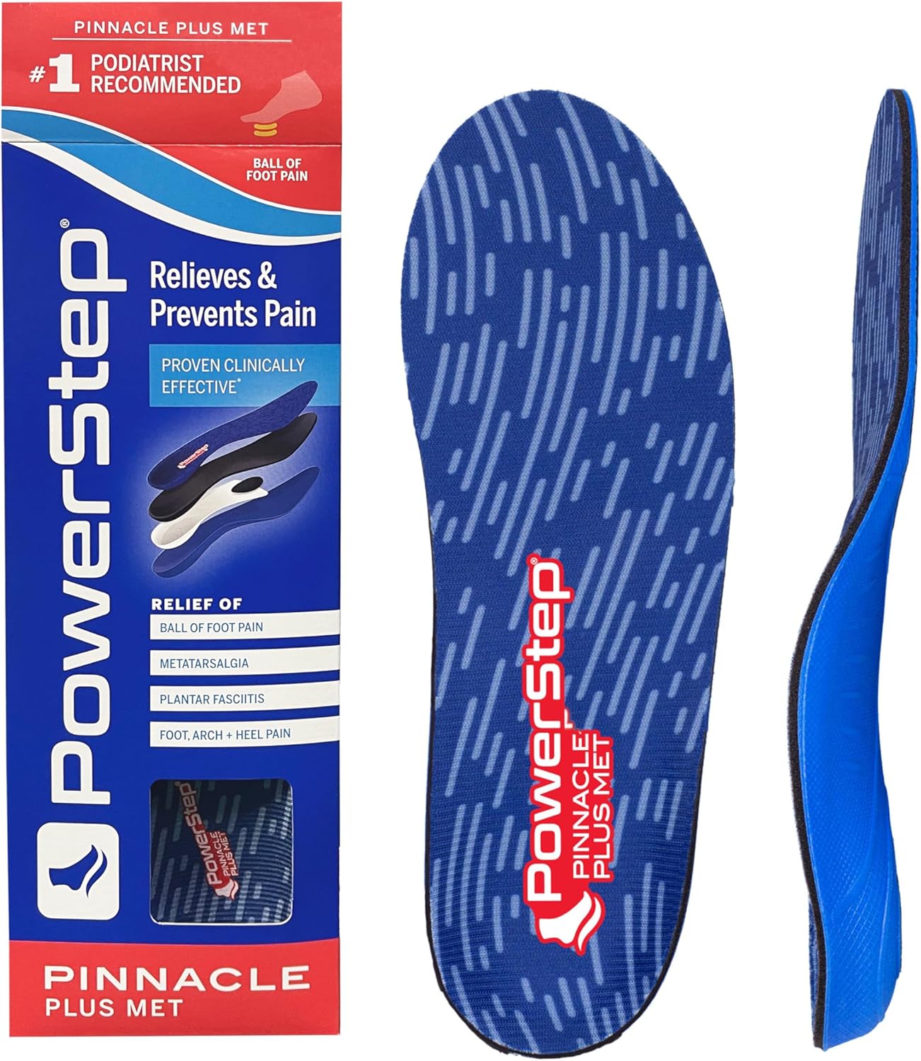 PowerStep Pinnacle Plus Ball of Foot Pain Relief Orthotics - Shoe Inserts for Metatarsalgia
