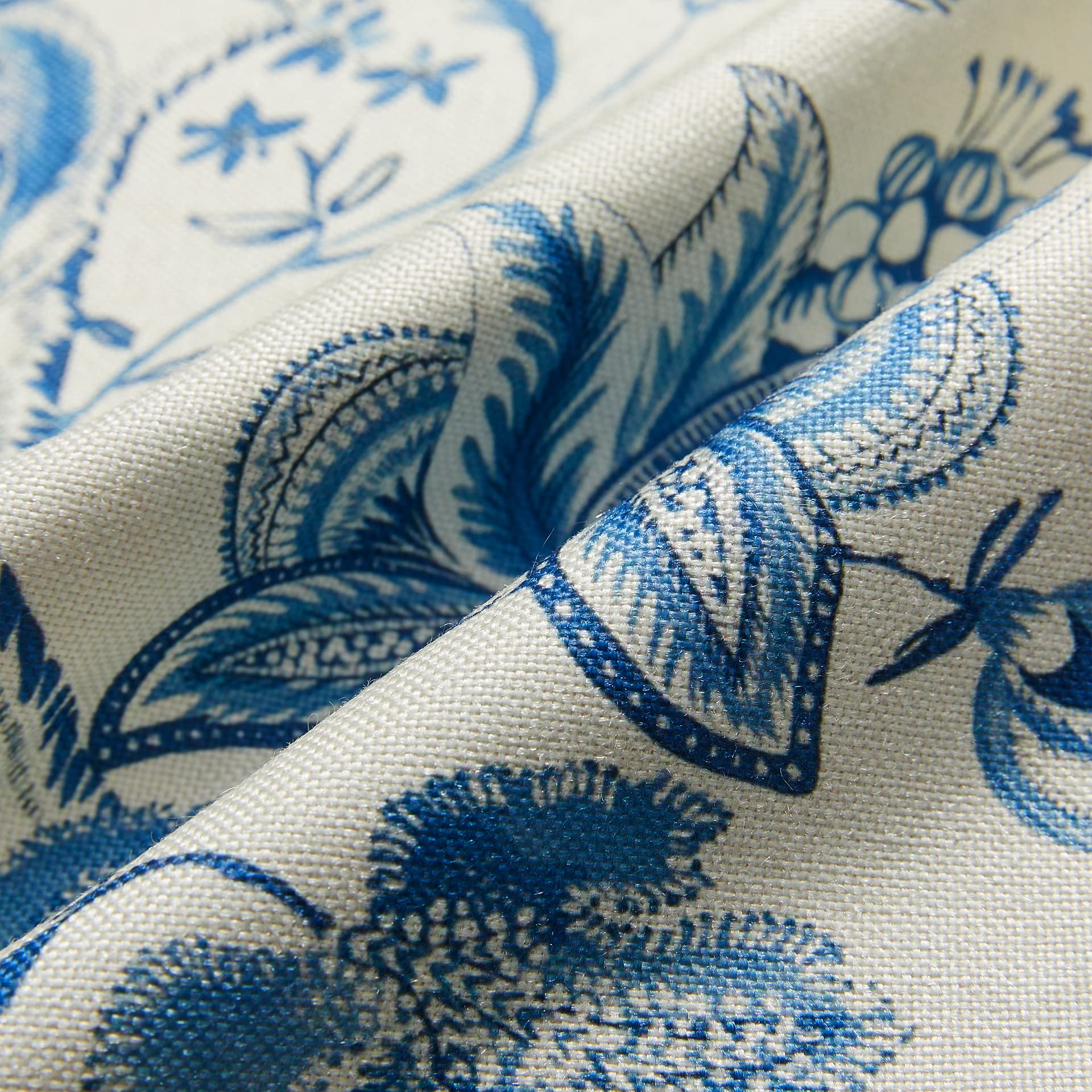 Juego De 2 Fundas De Almohada Chinoiserie Azul Marino 40x40 Cm - Lino, Para Sofá, Dormitorio O Sala