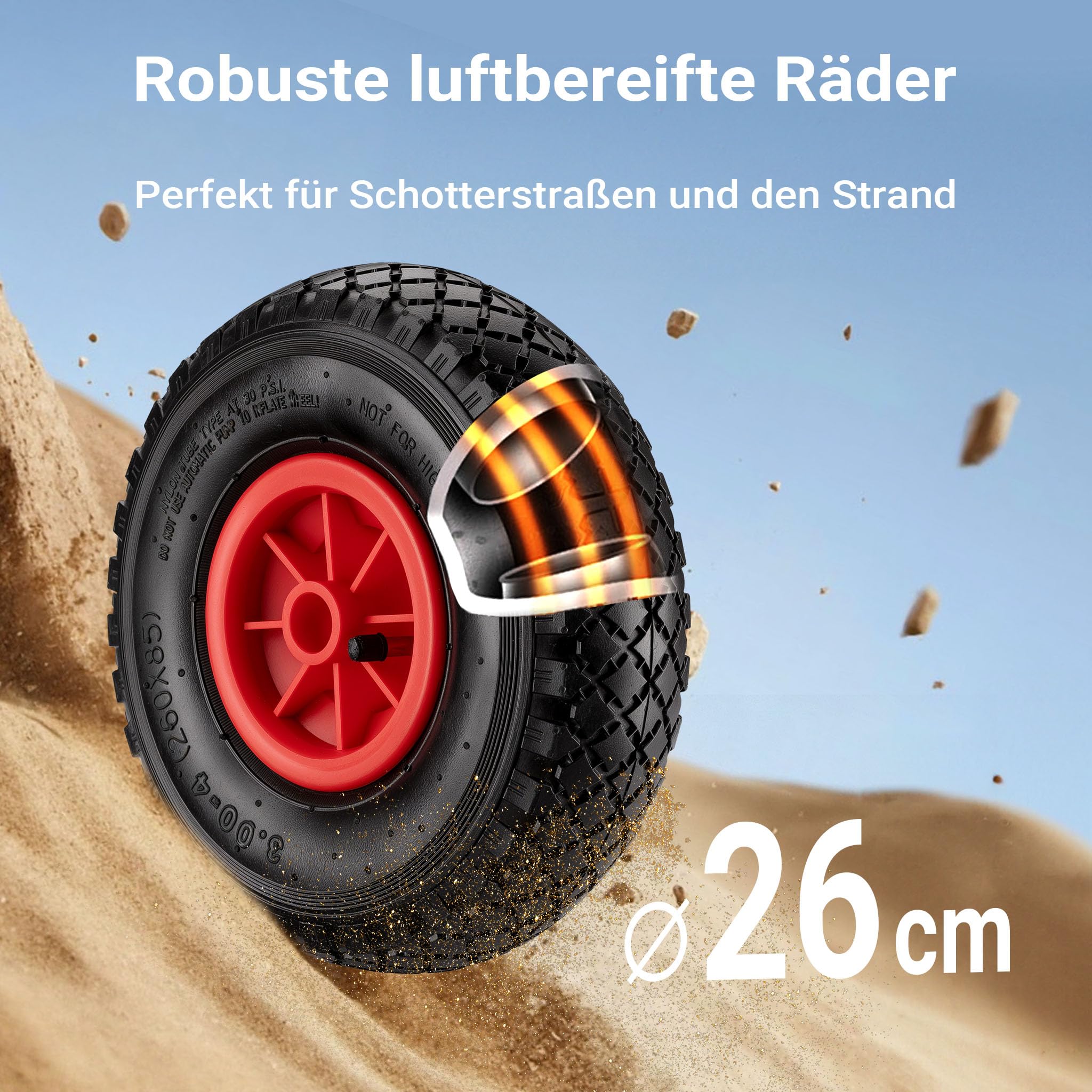 Wiltec Angelwagen mit Tasche, Angel Trolley bis 50 kg, Transportkarre mit 60 l Volumen, Bollerwagen mit Luftreifen, Transportwagen aus Stahl, auch als Lastenanhänger fürs Fahrrad