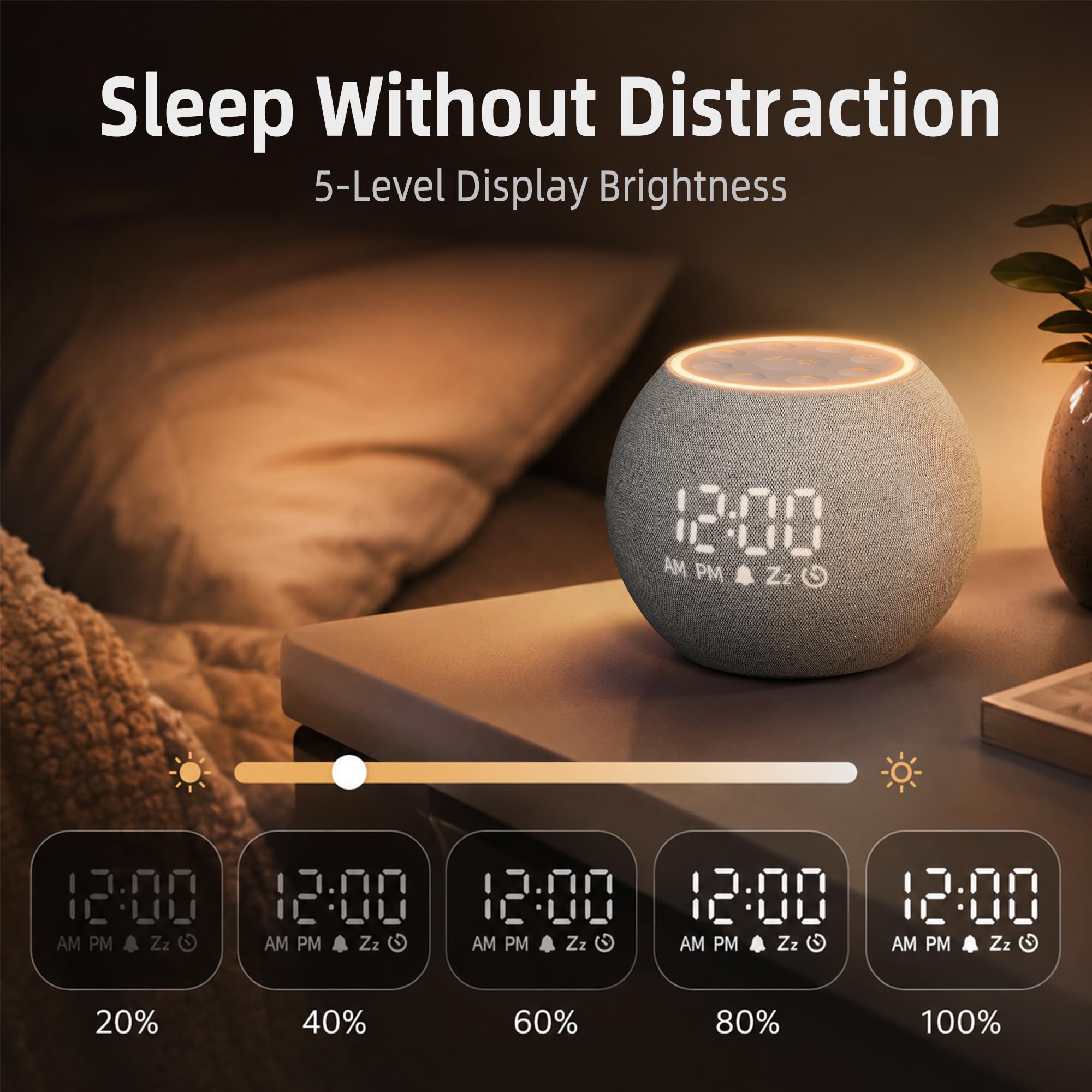 Maxstar Reloj despertador digital con máquina de ruido blanco, 30 sonidos relajantes para dormir, pantalla ajustable, ayuda para dormir para niños y adultos en la oficina o en casa