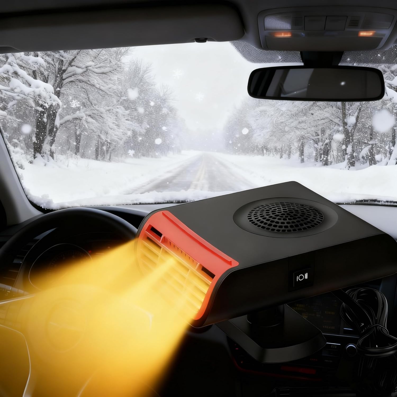 Portable 12V Car Heater for Vehicle, 2-in-1 150W Fast Car Defroster Windshield Heater with 360° Rotation, Plug into Cigarette Lighter for Car,Truck,SUV,RV, Thanksgiving Gift