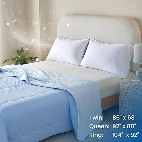 Miniatura 6 de Simple&Opulence Edredón refrescante, tela de tacto frío que absorbe el calor corporal, diseño fresco de doble cara para todas las estaciones,