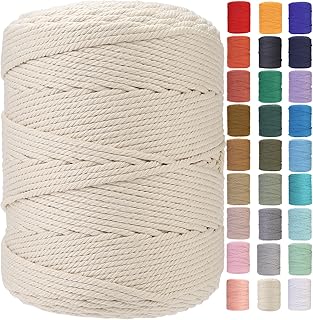 Macrame Cord 4mm x 328yards Natural Cotton Cord Colored Macrame Rope Macrame Supplies Macrame Cotton Rope Soft Craft Rope Macrame Yarn for Plant Hanger Wall Hanger Dreamcatcher Great for Beginner
