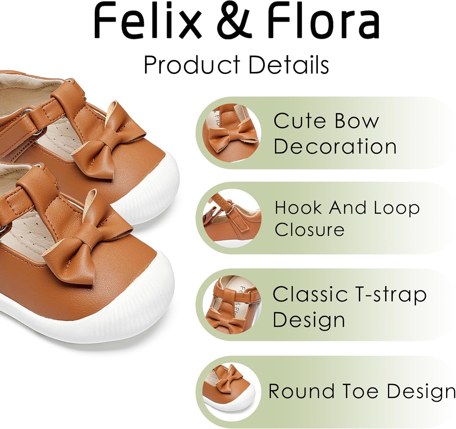 Felix & Flora Soft Sole Baby Dress Shoes - Infant Baby Walking Shoes Moccasinss Rubber Sole Crib Shoes - Image 5