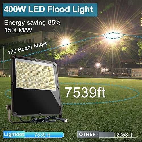 Miniatura 4 de 400W LED Flood Light Outdoor 60000Lm Led Stadium Light with Dusk to Dawn photocell, IP65 AC100-277V Commercial Area Lighting with Plug for
