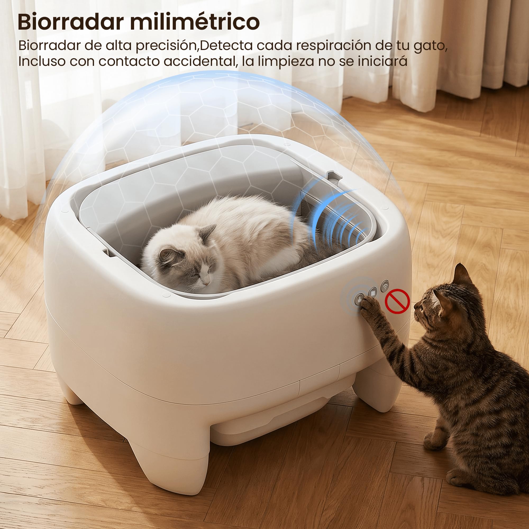 Devoko Arenero Gatos Autolimpiable Grande – Diseño Abierto para Gatos Grandes, Limpieza Sin Esfuerzo, Control App, Sistema Seguridad 6 en 1, Arenero Automatico Gatos para Hogares con Múltiples Gatos