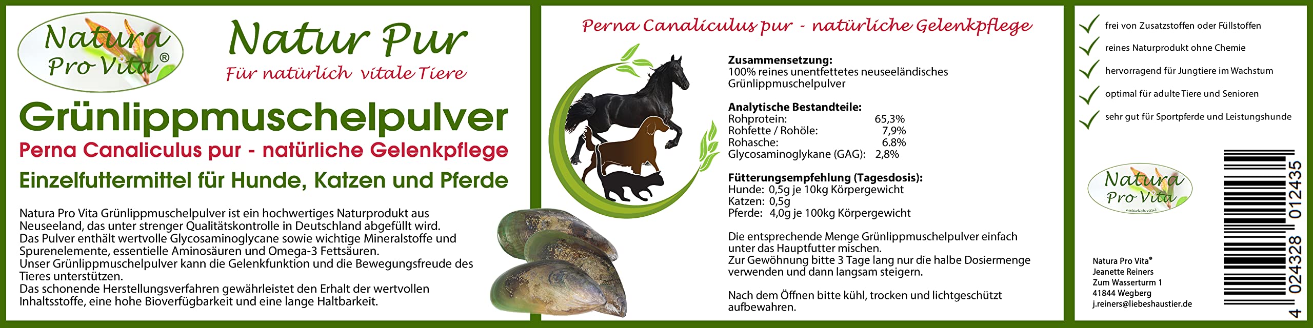 Grünlippmuschelpulver Katze gut für Knochen Gelenke Sehnen Haut Fell Natur pur Top Qualität natürliche Taurinquelle reines Grünlippmuschelpulver Glycosaminoglycane (Gag) hohe Bioverfügbarkeit 100g