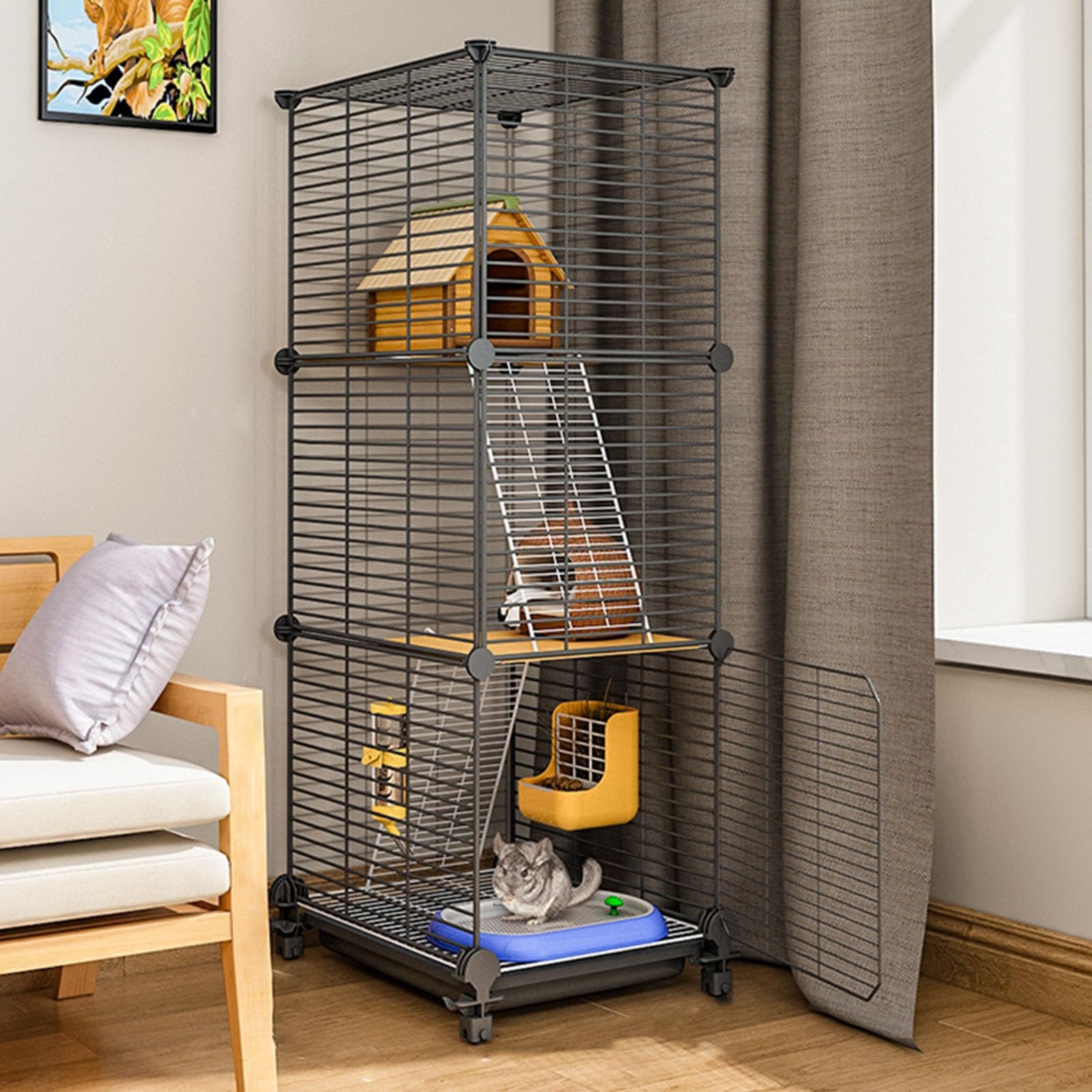 Cage d'intérieur pour petits animaux rats furets et lapins