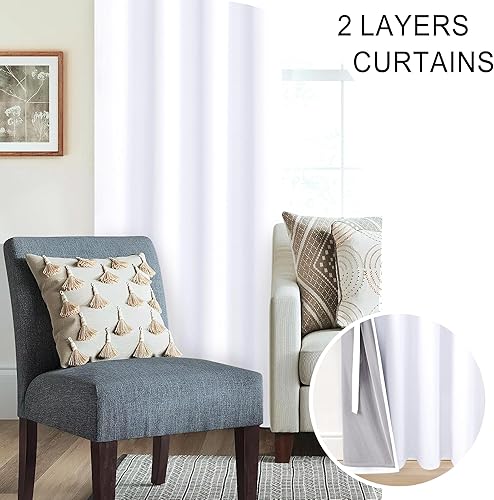 Miniatura 5 de XWZO Cortinas 100% opacas con alzapaños, paneles de ventana completamente sombreados de doble capa, cortinas forradas con aislamiento térmico y