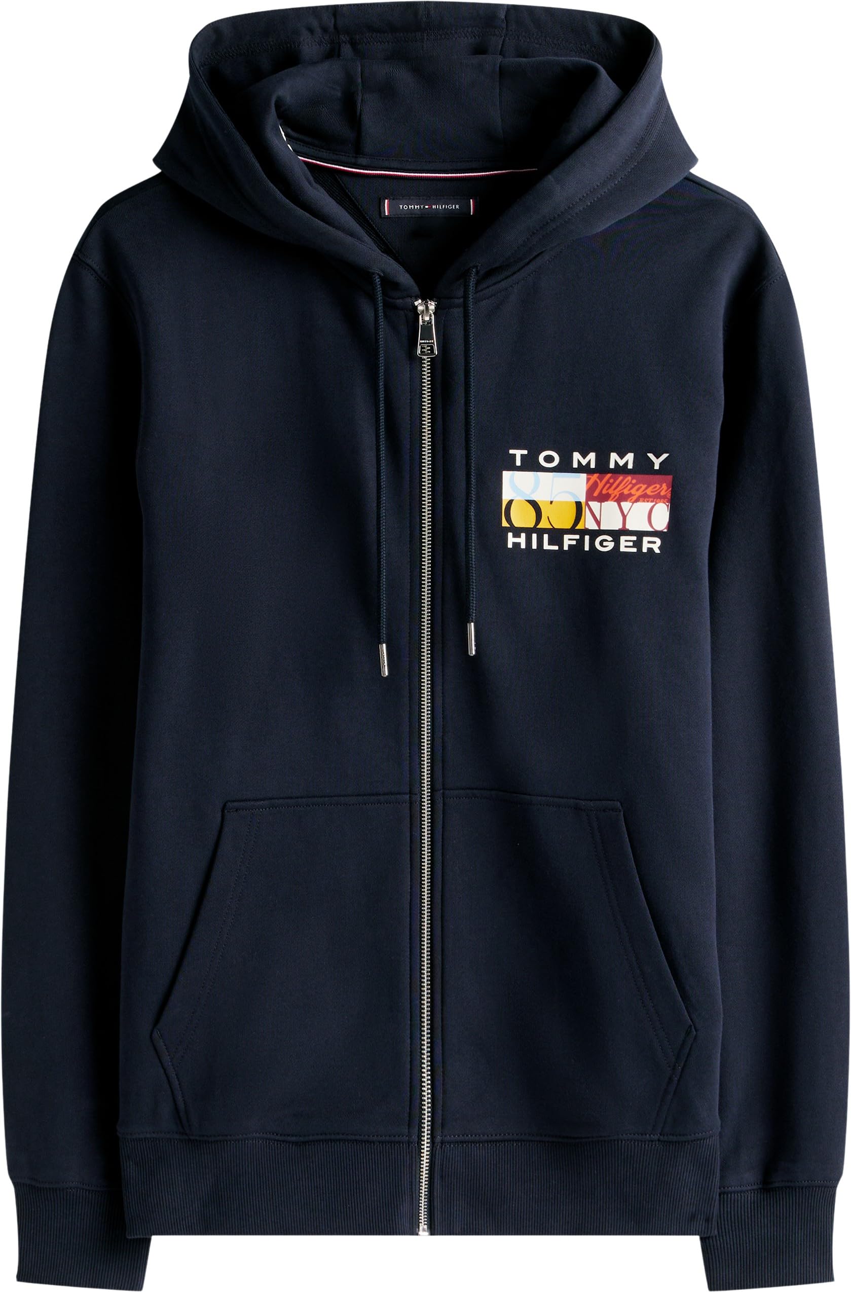 Tommy Hilfiger TH Colour Flag Zip Through Mw0mw40043 Felpa con Cappuccio e Zip Unisex - Adulto (Pacco da 1)