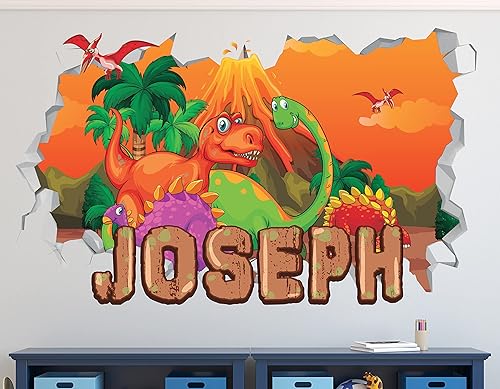 Miniatura 2 de Calcomanías de pared de dinosaurio con nombre personalizado, calcomanías de dinosaurio, decoración de guardería, color verde