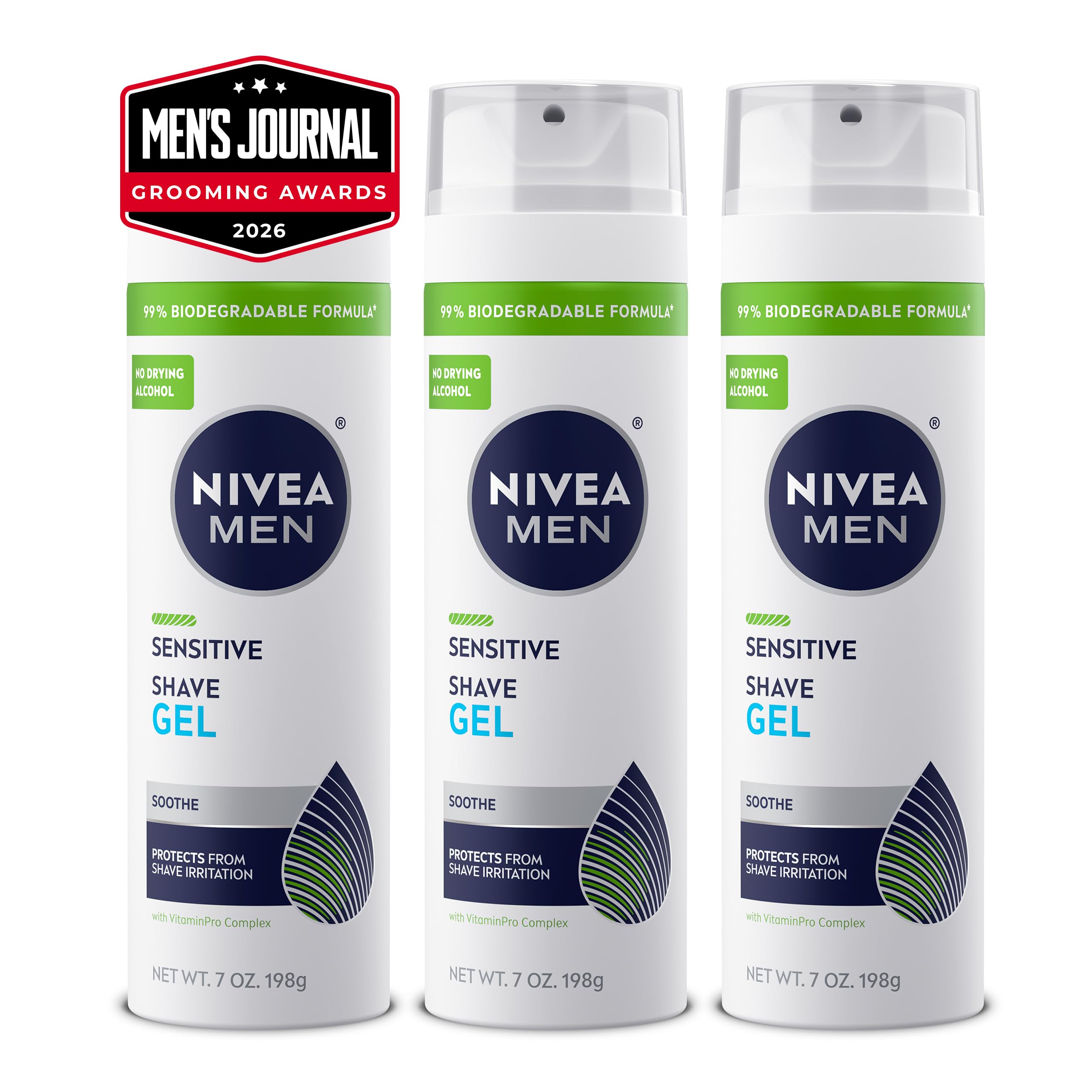 Nivea Men NIVEA uomini rasatura Sensitive Gel - protegge la pelle sensibile Da Shave Irritazione - 7 once. Can (pacchetto di 3)