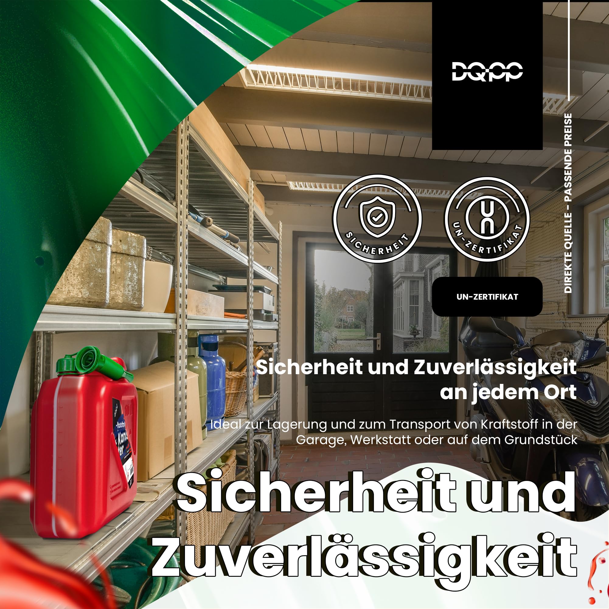 DQ-PP Kraftstoffkanister mit flexiblem Ausgießer | 6x 10 Liter | Rot | Benzinkanister Reservekanister | UN-Zulassung Dieselkanister