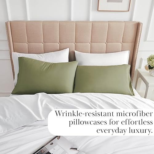 Miniatura 3 de Southshore Fine Linens - Vilano Springs - Par de fundas de almohada, color verde salvia, estándar (Queen)