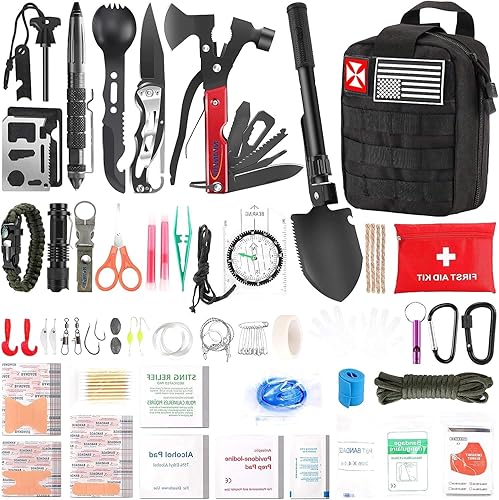 MODMA Kit de primeros auxilios de supervivencia, 248 piezas, artículos esenciales de campamento, equipo táctico de emergencia, suministros médicos,