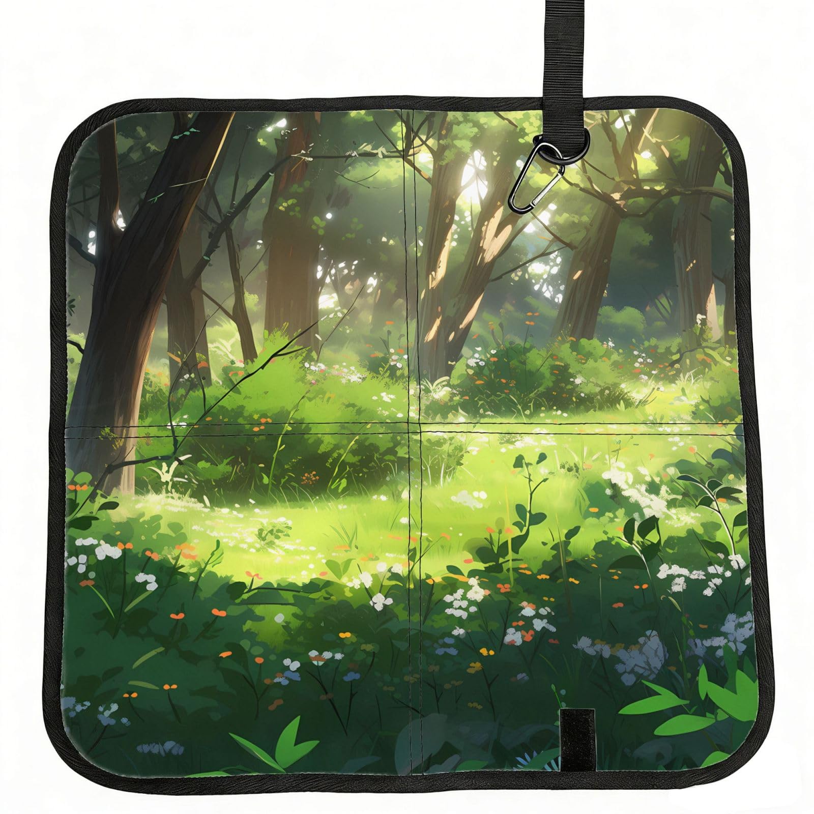MROWYC vegetation Printed Foldable Seat Cushion - Portable with Carabiner, for Stadium, Camping, Hiking