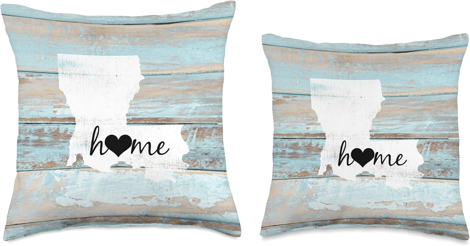 Louisiana Rustic Home Pride US State Distressed Look Throw Pillow
