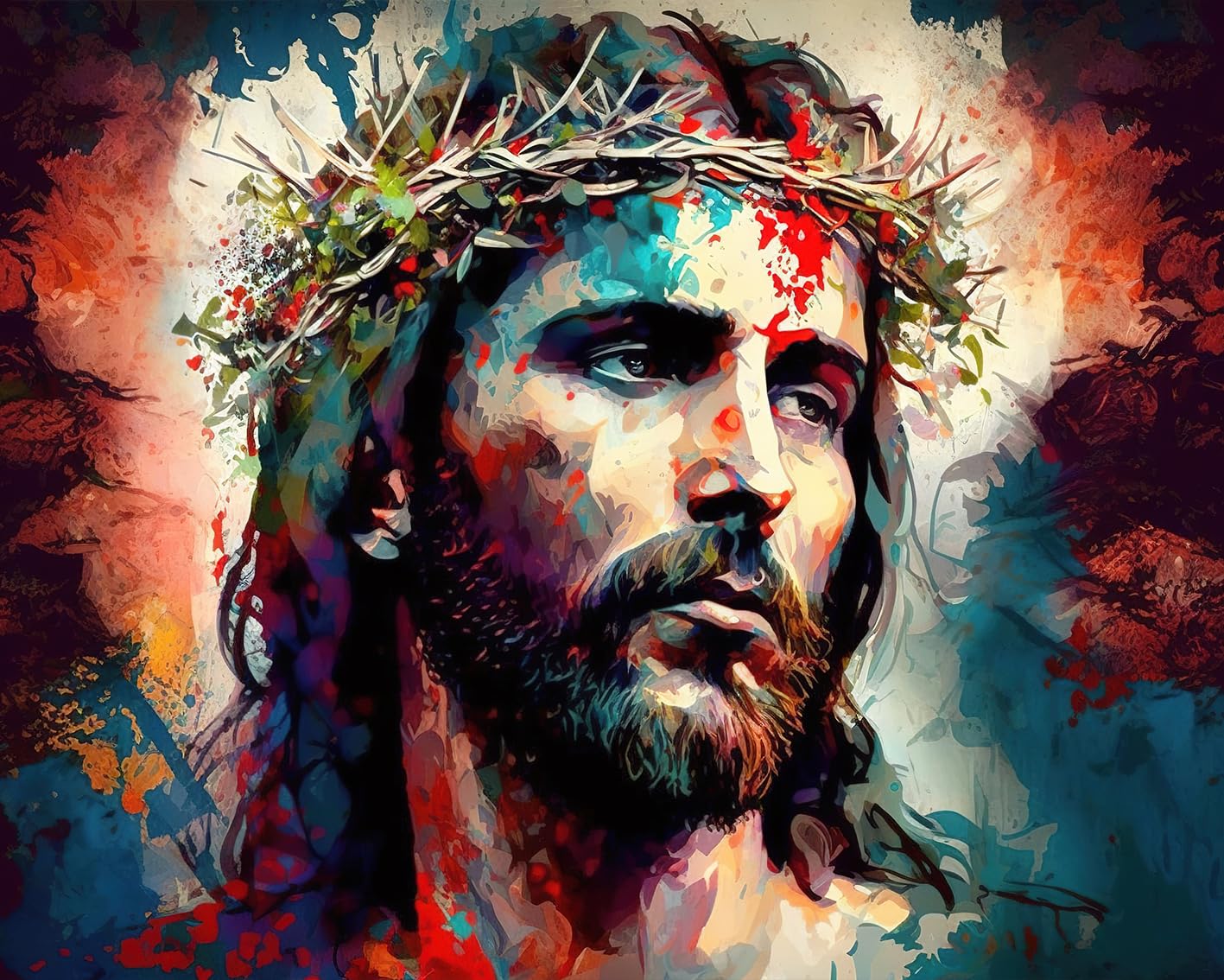 TUMOVO Paint by Numbers for Adults, Jesus Christ with Thorn Crown Paint by Numbers, Easy Paint by Numbers for Beginners, Watercolor Painting by Numbers for Home Decor, 16x20 Inch