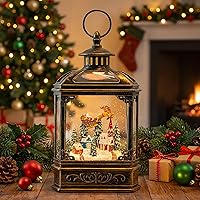 Vista 7 de Linterna de globo de nieve de Navidad, linterna brillante de agua iluminada con cable USB y funciona a baterías, para regalos y decoración de Papá