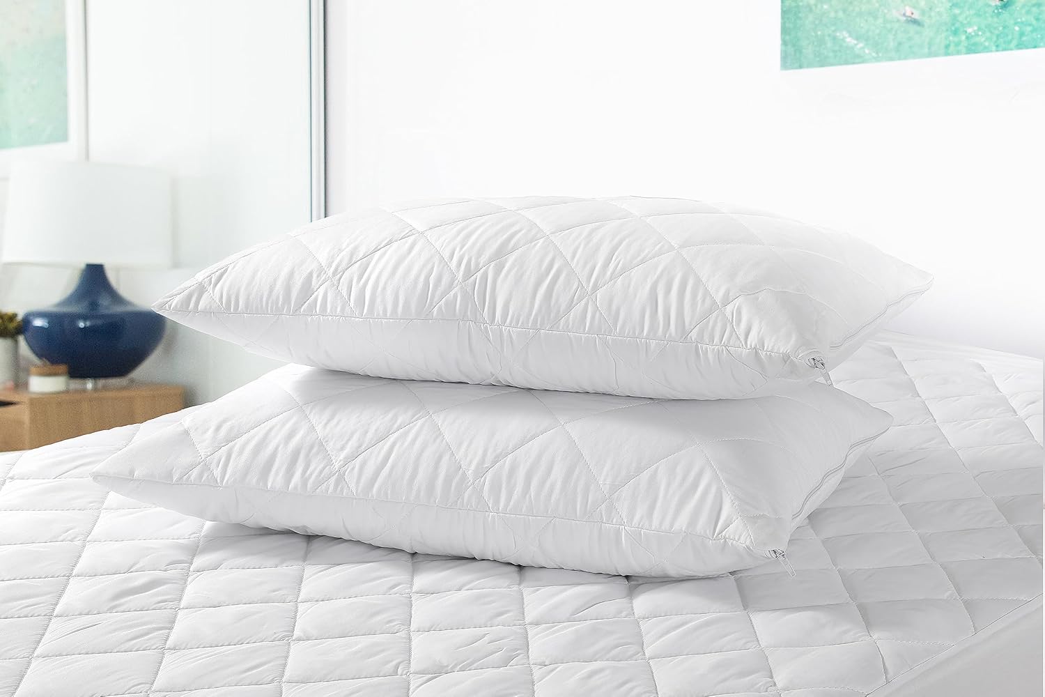 Style and Choice® Quilted Pillow Protectors 4 Pack with Zipper Closure