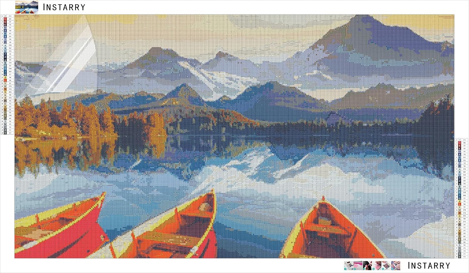 Instarry DIY 5D Diamond Painting Kits for Adults Large Size Full Drill Boat and Lake Mosaic Rhinestones Embroidery Wall Art Decor Craft Kits 31.5x15.7 inch