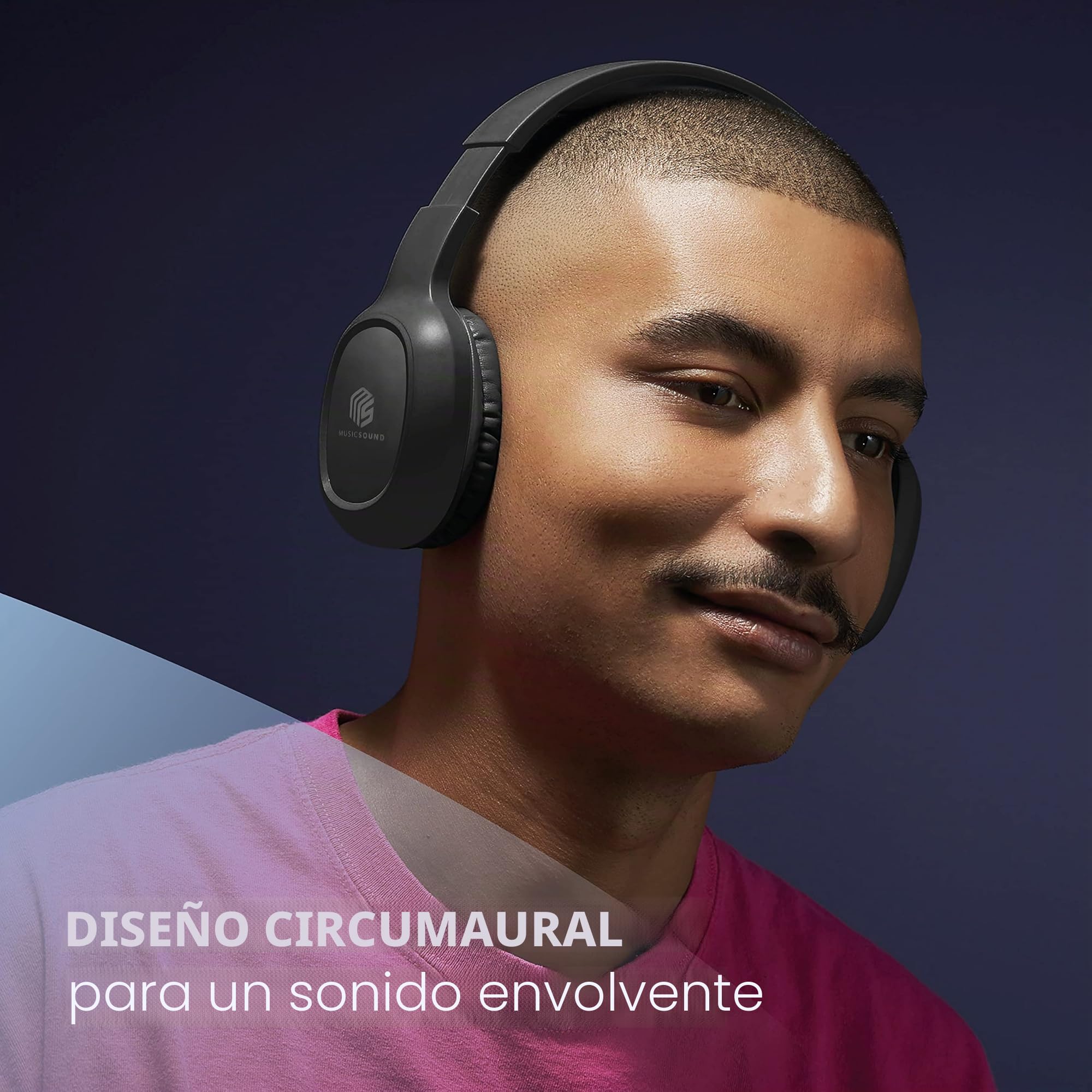 Music Sound Headband Bluetooth Basic Audífonos Auriculares Stereo Supraaurales Bluetooth Expandibles con Control Remoto - Batería 14 Horas - Standby 120 Horas - Recarga 2 Horas - Azul