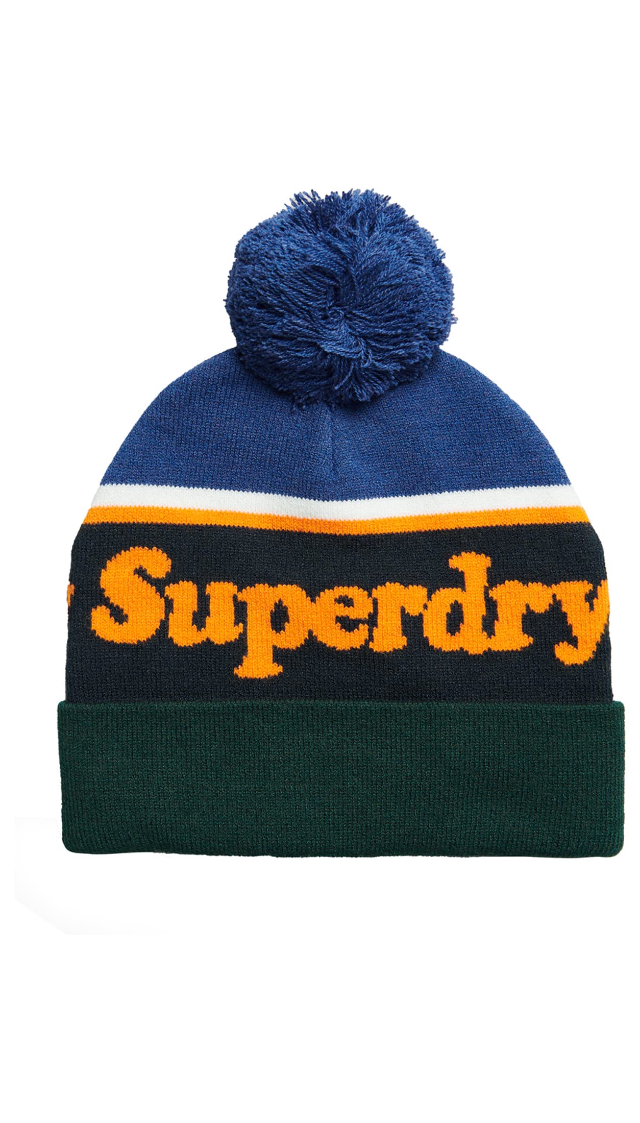 Superdry Women's Azul Marino Crepúsculo/Naranja Jaffa Vintage Classic Logo Beanie Beret,