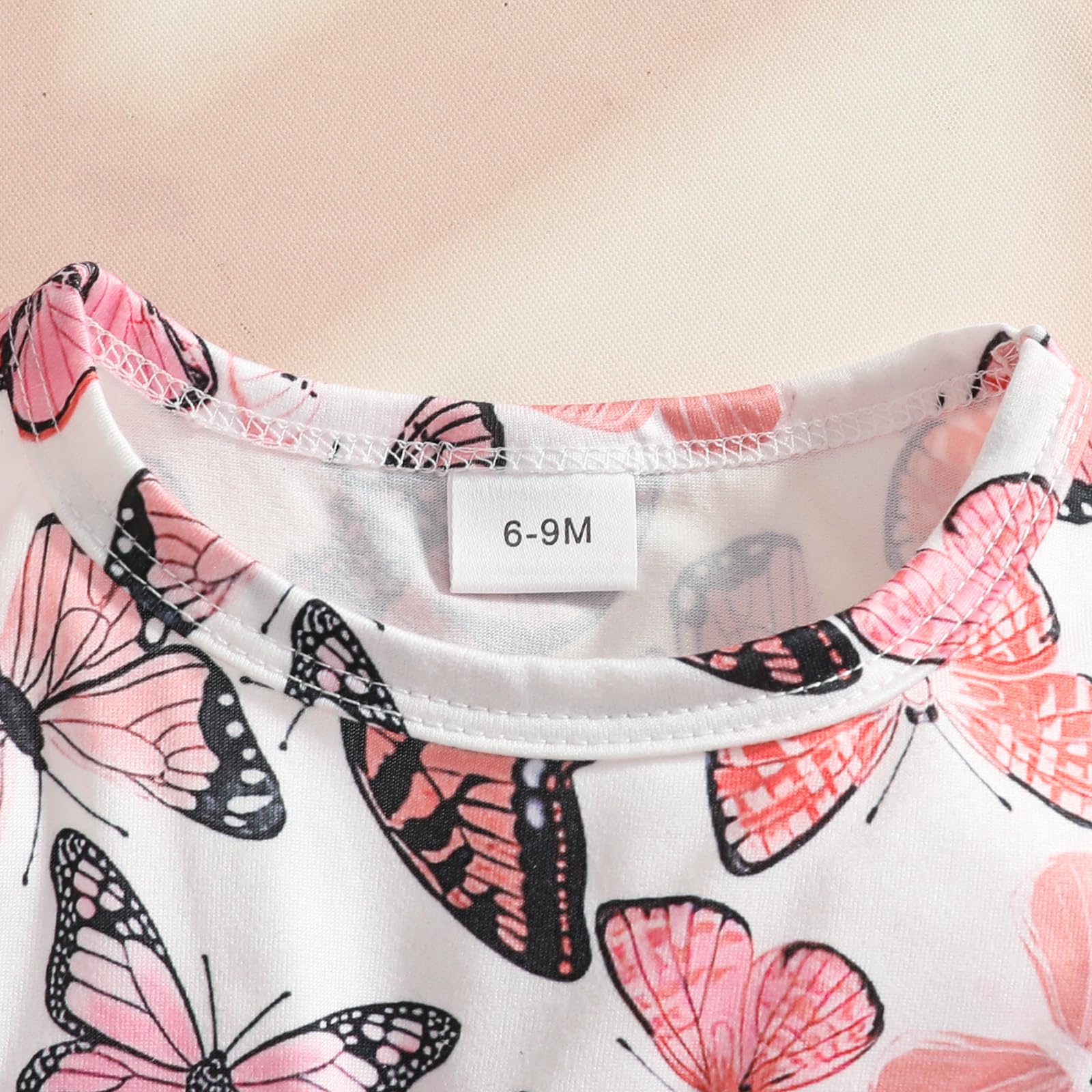 Robe pour Petites Filles Gilet à Volants Hauts à Fleurs Papillon Robes à Carreaux Vêtements D'été Bébés Filles - 4
