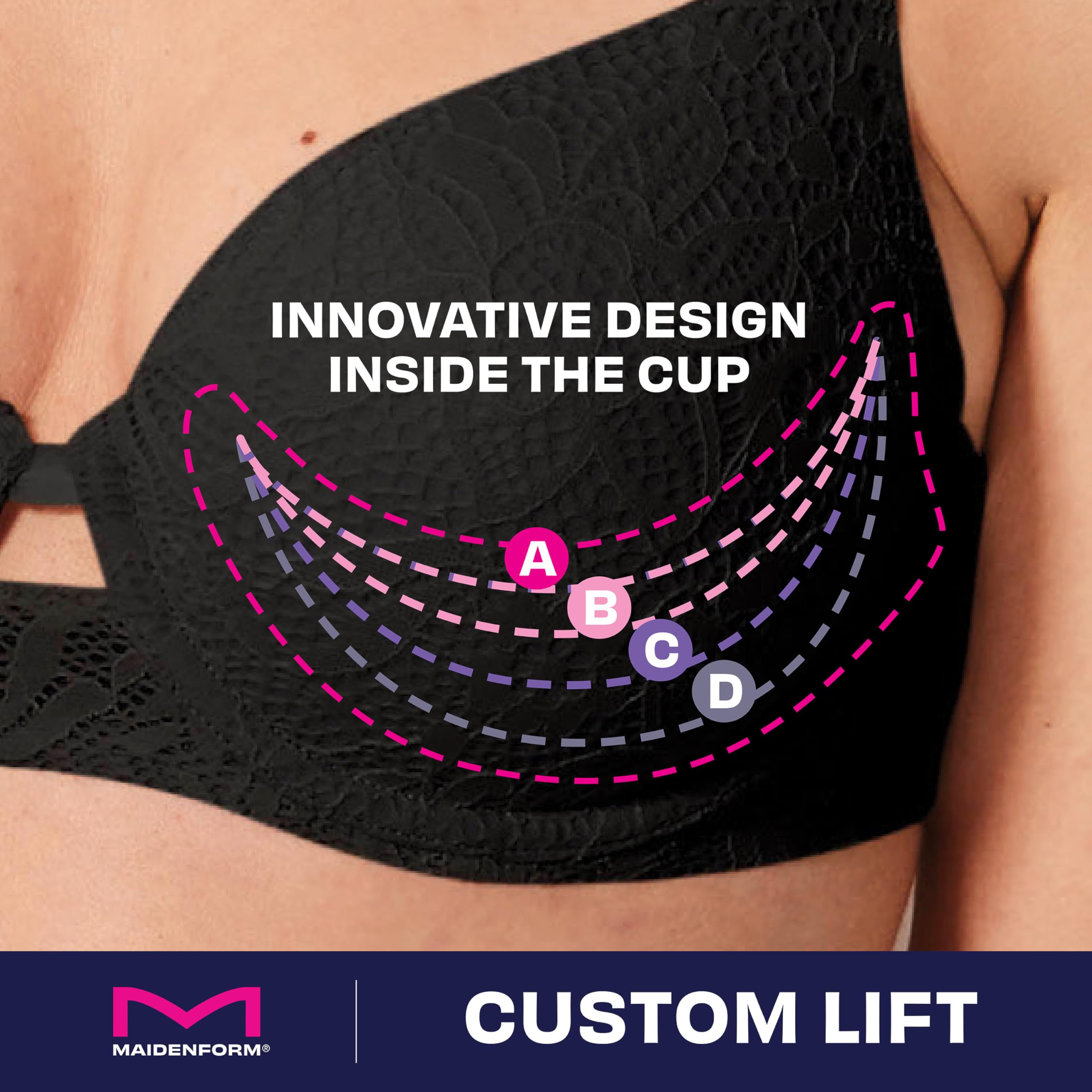 Maidenform Women's Custom Lift, One Fab Fit Underwire, Convertible Straps, Full Coverage Bra, Evening Blush