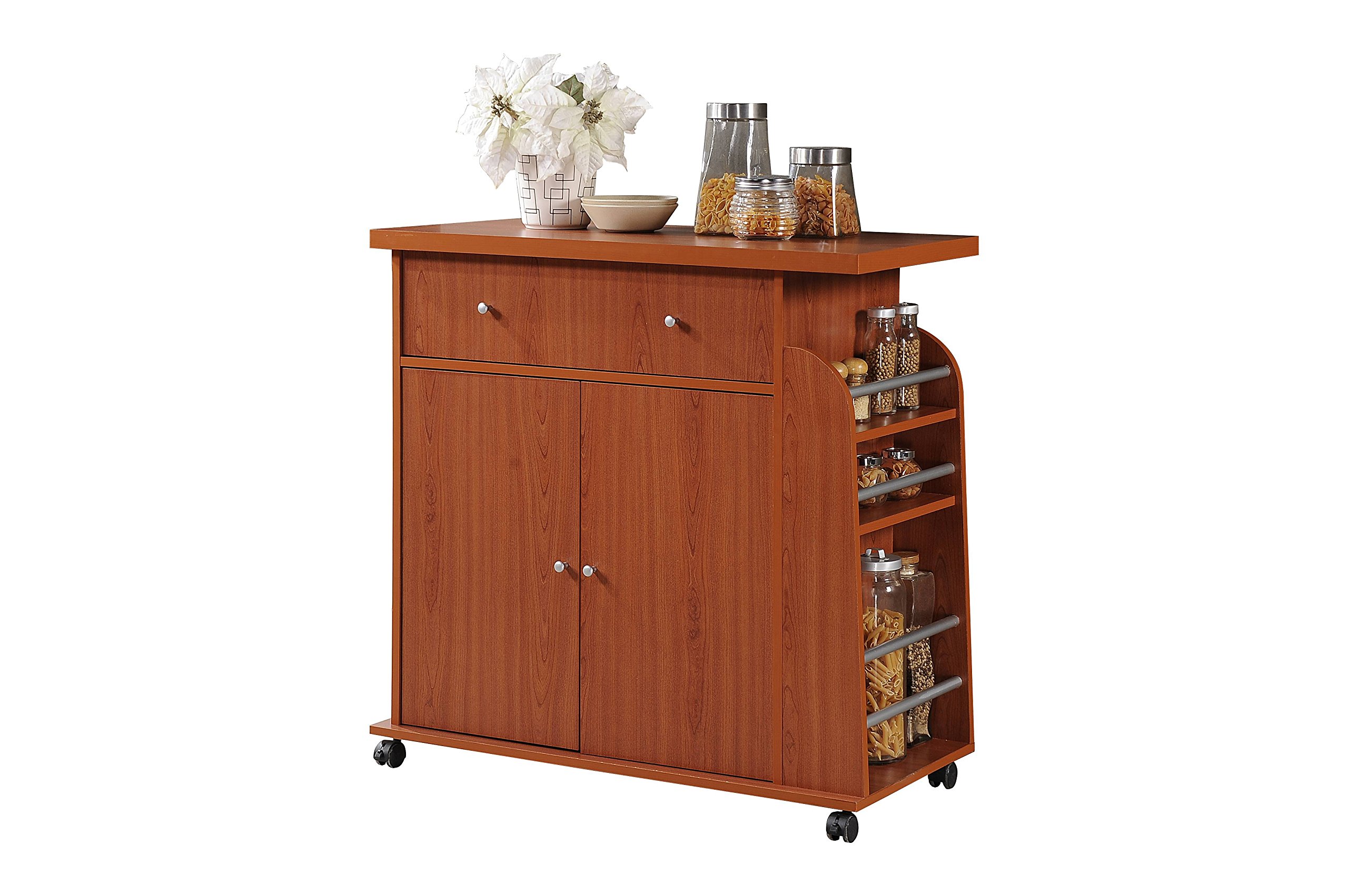 Ilot Central De Cuisine Mobile Avec 2 Portes, 2 Tiroirs Et Porte Serviettes Plateau Extensible 128 X 46 71 X 93 Cm Bois Mdf Noir Marron