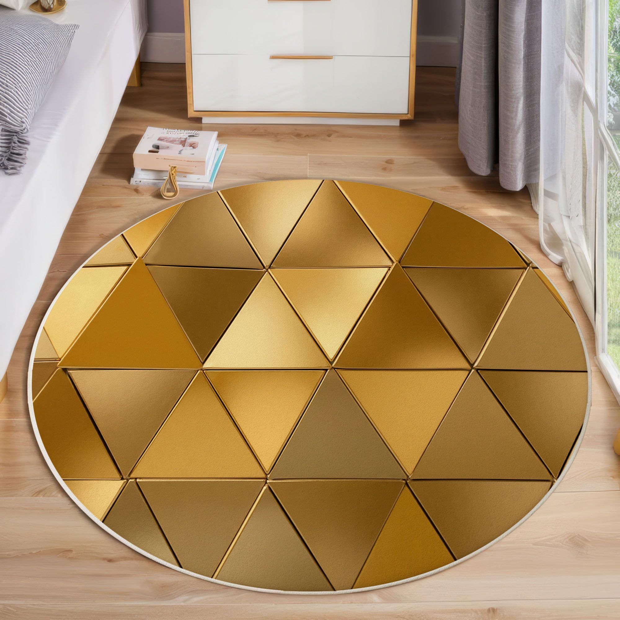 Tapis rond antidérapant et lavable pour sécuriser et décorer vos sols en or