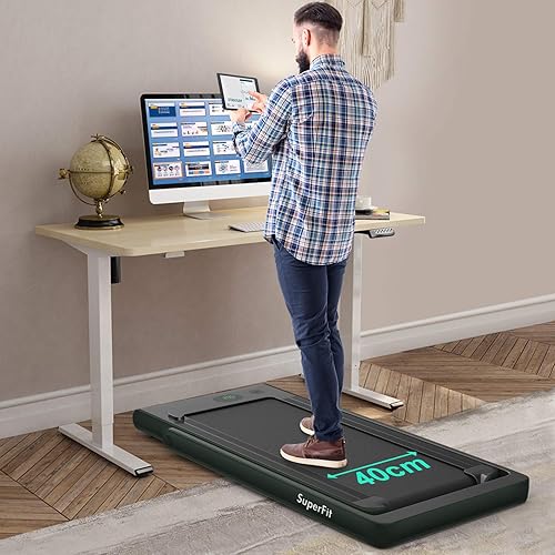 Miniatura 4 de GYMAX Caminadora plegable 2 en 1 máquina de correr para debajo del escritorio con monitor LED y control de aplicación inteligente caminadora
