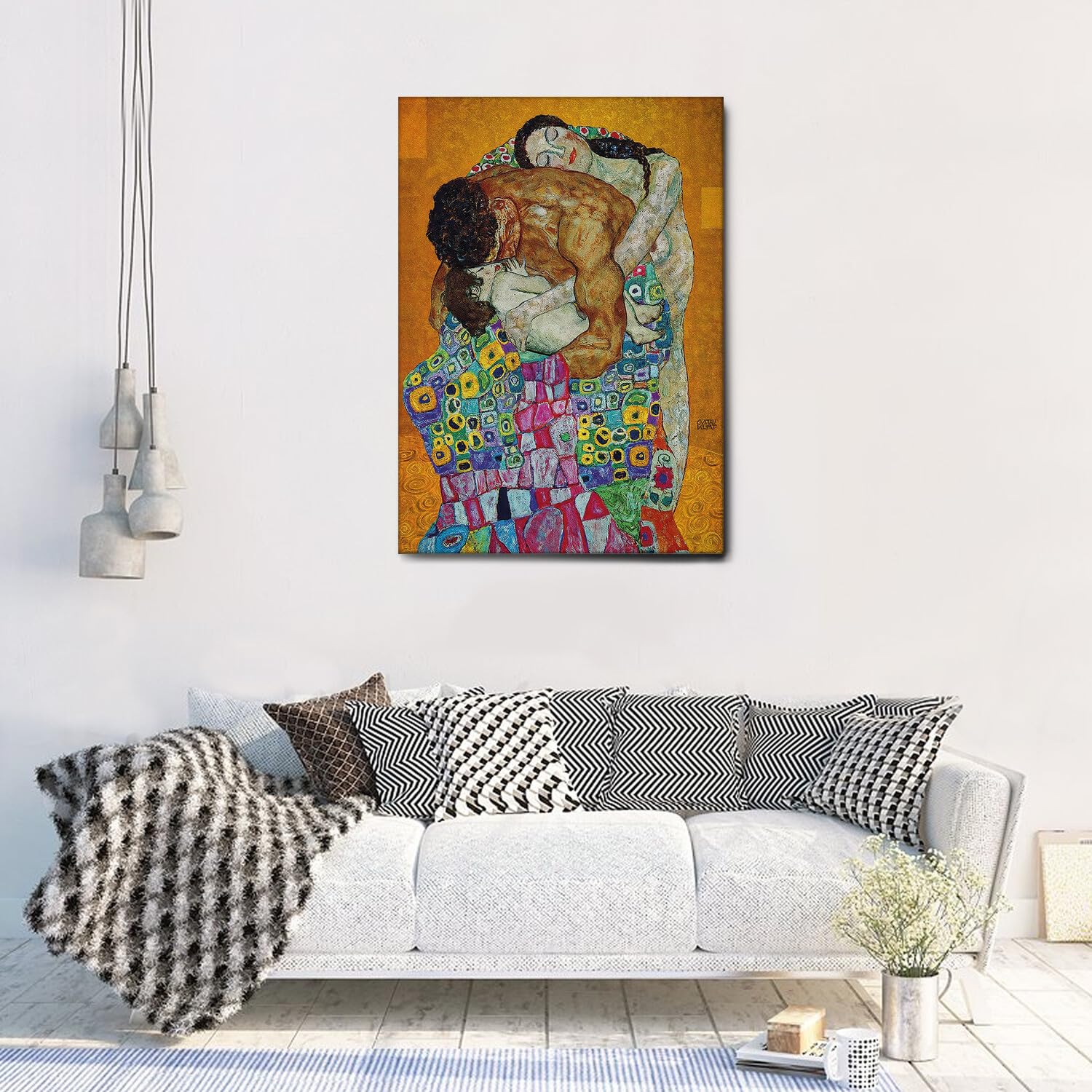 Giallobus - Quadro - Gustav Klimt - La Famiglia - Tela Canvas Telaio Standard - 70x100 - Pronto da Appendere - Quadri Moderni per la casa