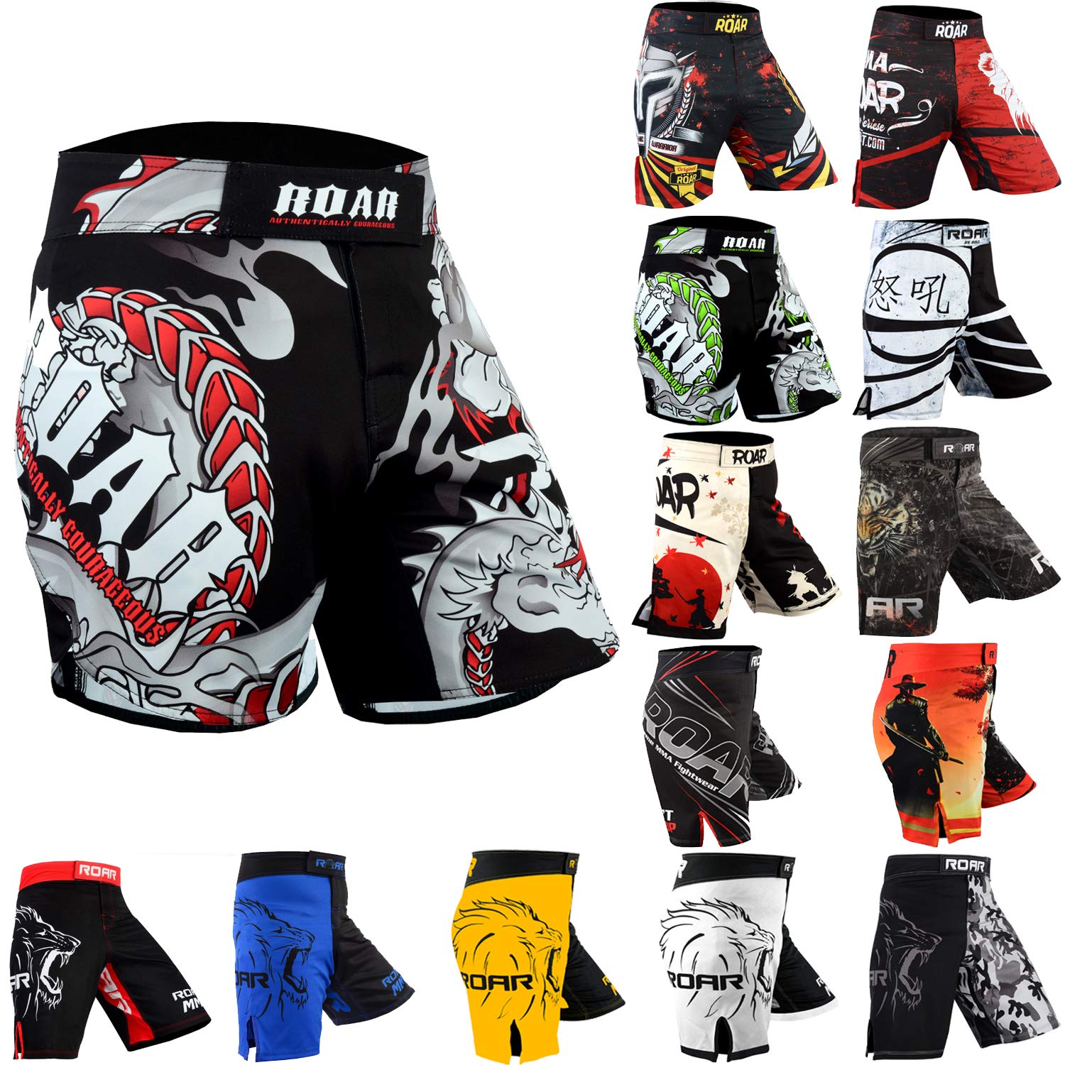 MMA Fight Shorts Grappling Muay Thai BJJ Training Jiu Jitsu No Gi Wear, Darken Red, X-Large